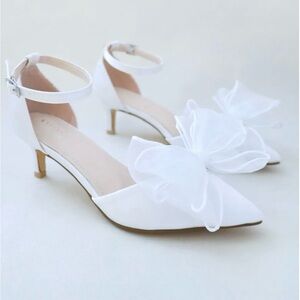 Kailee P Satin Pointy Toe Wedding Low Heels